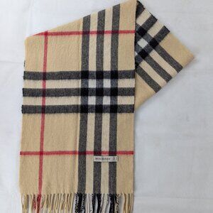 Burberry Classic Nova Check 100% Cashmere Beige Scarf Made In Scotland